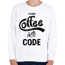 PRINTFASHION I Turn Coffee Into Code - Gyerek pulóver - Fehér gyerek pulóver, kardigán