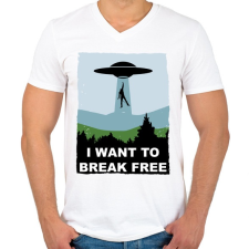 PRINTFASHION I want to break free - Férfi V-nyakú póló - Fehér férfi póló