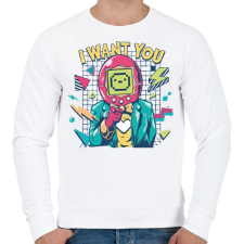 PRINTFASHION I want you 80-as évek - Férfi pulóver - Fehér férfi pulóver, kardigán