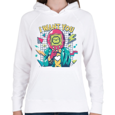 PRINTFASHION I want you 80-as évek - Női kapucnis pulóver - Fehér