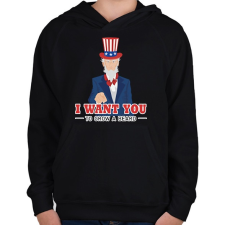 PRINTFASHION I want you to grow a beard - Gyerek kapucnis pulóver - Fekete gyerek pulóver, kardigán