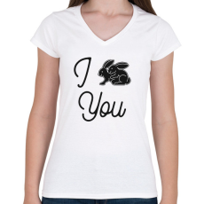 PRINTFASHION I ... You - Női V-nyakú póló - Fehér