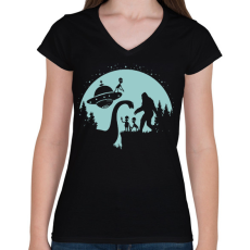 PRINTFASHION Idegenek találkozója - Női V-nyakú póló - Fekete