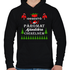 PRINTFASHION Idegesítő páromat ajándékra cserélném - Férfi kapucnis pulóver - Fekete