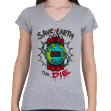 PRINTFASHION Időbomba - Női V-nyakú póló - Sport szürke női póló