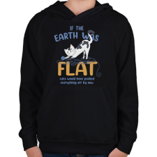 PRINTFASHION If the Earth was flat - Gyerek kapucnis pulóver - Fekete gyerek pulóver, kardigán