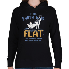 PRINTFASHION If the Earth was flat - Női kapucnis pulóver - Fekete női pulóver, kardigán