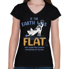 PRINTFASHION If the Earth was flat - Női V-nyakú póló - Fekete