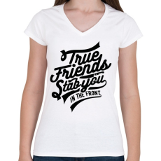 PRINTFASHION Igaz barát - Női V-nyakú póló - Fehér