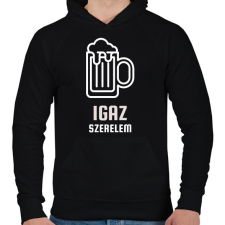 PRINTFASHION Igaz szerelem - Férfi kapucnis pulóver - Fekete férfi pulóver, kardigán