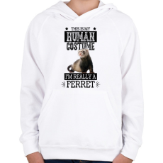 PRINTFASHION Igazából egy görény vagyok - Gyerek kapucnis pulóver - Fehér