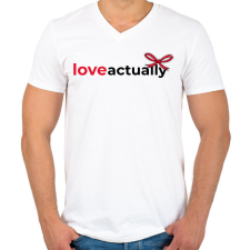 PRINTFASHION Igazából szerelem - Férfi V-nyakú póló - Fehér férfi póló