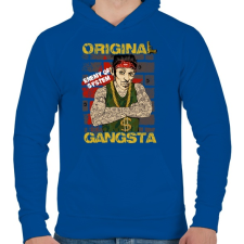 PRINTFASHION Igazi gangsta - Férfi kapucnis pulóver - Királykék férfi pulóver, kardigán