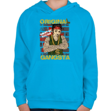 PRINTFASHION Igazi gangsta - Gyerek kapucnis pulóver - Azúrkék gyerek pulóver, kardigán