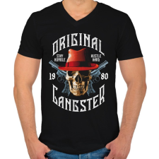 PRINTFASHION Igazi gengszter 1980 - Férfi V-nyakú póló - Fekete férfi póló