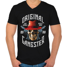 PRINTFASHION Igazi gengszter 2000 - Férfi V-nyakú póló - Fekete férfi póló