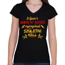PRINTFASHION igazi guns n roses rajongó - Női V-nyakú póló - Fekete női póló