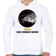 PRINTFASHION Igazi horgász vagyok - Névvel - Férfi kapucnis pulóver - Fehér női pulóver, kardigán