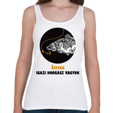 PRINTFASHION Igazi horgász vagyok - Névvel - Női atléta - Fehér női trikó