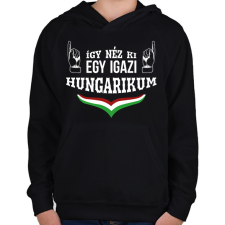 PRINTFASHION Igazi hungarikum - Gyerek kapucnis pulóver - Fekete gyerek pulóver, kardigán