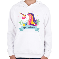 PRINTFASHION Igazi unikornis egyszarvú - Gyerek kapucnis pulóver - Fehér gyerek pulóver, kardigán
