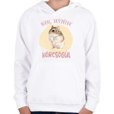 PRINTFASHION Igen, beszélek hörcsögül - Gyerek kapucnis pulóver - Fehér