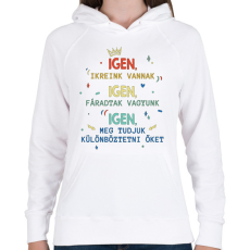 PRINTFASHION Igen, ikreink vannak - Női kapucnis pulóver - Fehér
