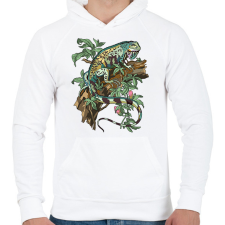 PRINTFASHION iguana - Férfi kapucnis pulóver - Fehér férfi pulóver, kardigán