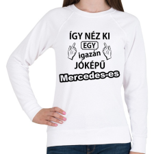 PRINTFASHION Így néz ki egy igazán jóképű Mercedeses - Női pulóver - Fehér női pulóver, kardigán