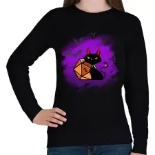PRINTFASHION Ijesztő Halloween Cica  - Női pulóver - Fekete női pulóver, kardigán