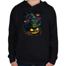 PRINTFASHION Ijesztő Töklámpás - Gyerek kapucnis pulóver - Fekete gyerek pulóver, kardigán