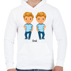 PRINTFASHION Ikrek - Férfi kapucnis pulóver - Fehér