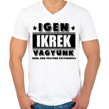 PRINTFASHION Ikrek vagyunk (fekete) - Férfi V-nyakú póló - Fehér férfi póló