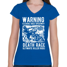 PRINTFASHION Illegális futam  - Női V-nyakú póló - Királykék