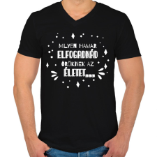 PRINTFASHION Illyés Gyula - Milyen hamar... (fehér) - Férfi V-nyakú póló - Fekete férfi póló