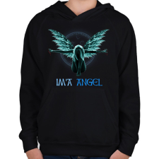 PRINTFASHION IM'A ANGEL - Gyerek kapucnis pulóver - Fekete gyerek pulóver, kardigán