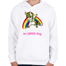 PRINTFASHION im'a not gay - Gyerek kapucnis pulóver - Fehér gyerek pulóver, kardigán