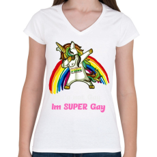 PRINTFASHION im'a not gay - Női V-nyakú póló - Fehér
