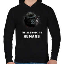 PRINTFASHION IM ALERGIC TO HUMANS - Férfi kapucnis pulóver - Fekete férfi pulóver, kardigán