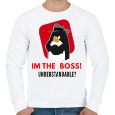 PRINTFASHION im the boss - Férfi pulóver - Fehér férfi pulóver, kardigán