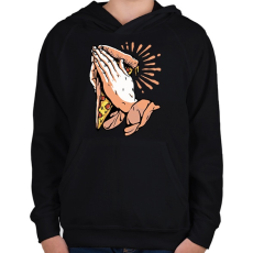 PRINTFASHION Ima a pizzáért - Gyerek kapucnis pulóver - Fekete