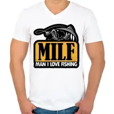 PRINTFASHION Imádok horgászni!  - Férfi V-nyakú póló - Fehér férfi póló