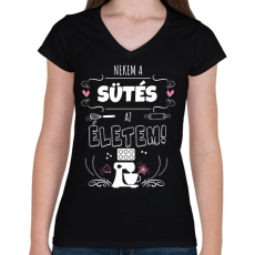 PRINTFASHION Imádok sütni - Női V-nyakú póló - Fekete