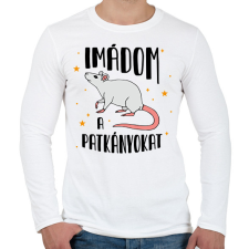 PRINTFASHION Imádom a patkányokat - Férfi hosszú ujjú póló - Fehér férfi póló