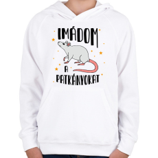 PRINTFASHION Imádom a patkányokat - Gyerek kapucnis pulóver - Fehér