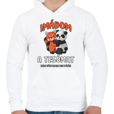 PRINTFASHION Imádom a tesómat... - Férfi kapucnis pulóver - Fehér