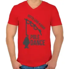PRINTFASHION Imádom, ahogy ficánkol  - Férfi V-nyakú póló - Piros férfi póló