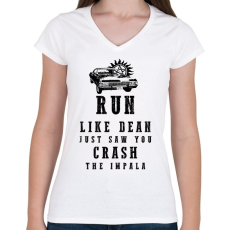 PRINTFASHION IMPALA - Női V-nyakú póló - Fehér