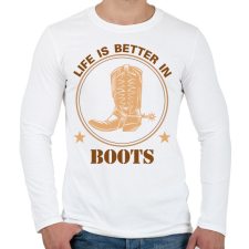 PRINTFASHION In boots - Férfi hosszú ujjú póló - Fehér férfi póló