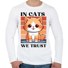 PRINTFASHION In Cats We Trust - Férfi hosszú ujjú póló - Fehér